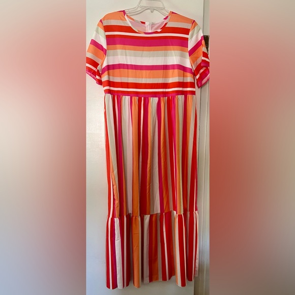 SHEIN Dresses & Skirts - Coral and White striped maxi dress